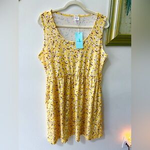 Yellow Floral Sleeveless Dress